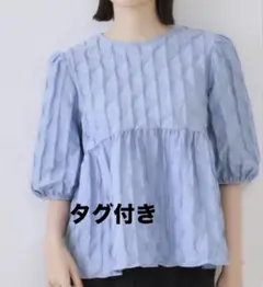 オペークドットクリップ　ふくれジャカードペプラムブラウス