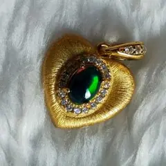 S925♡ブラックオパール♡ハートチャーム ♡ペンダントトップ