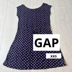 【GAP】ネイビー ピンクドット ノースリーブワンピースxxs