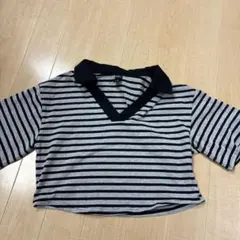 dazy ストライプ Vネック Tシャツ Lサイズ