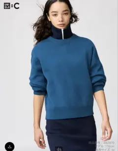 ユニクロC スムースコットンクルーネックセーター　Lサイズ　BLUE