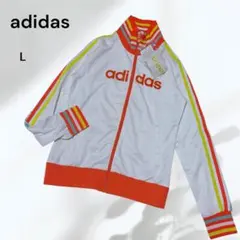 【新品タグ付き】adidas ジップアップジャケット L カラフル　ホワイト