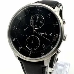 稼働品◆agnes b. アニエスベー クロノグラフ 腕時計 ブラック メンズ