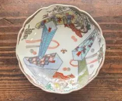 骨董皿 通り物 古伊万里 色絵輪花皿 金彩色絵一枚 平皿21cm - メルカリ