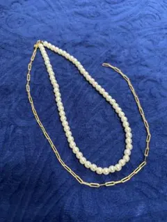 パール ゴールド チェーンネックレス きれいめカジュアル
