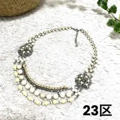 23区 ビーズとフラワーモチーフネックレス カジュアル フォーマル セレモニー