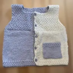 ニットベスト グレー アイボリー 70-80