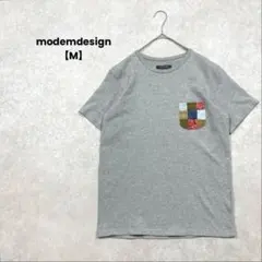 modemdesign/半袖Tシャツ/2/グレー/パッチワーク/カジュアルのサムネイル