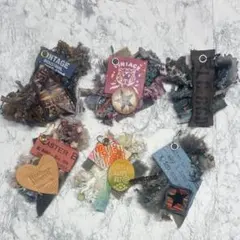 27☆デザインタグ デニムリメイク 革タグ レザータグ 引き揃え糸 ハンドメイド