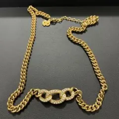 美品✨Dior　ディオール　喜平チェーン　ネックレス ラインストーン