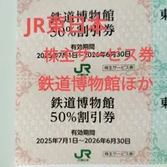 鉄道博物館50％割引券他　JR東日本株主サービス券有効期限 2026年６月30日