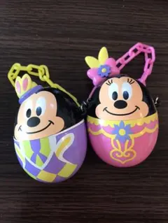 ディズニー ミッキー&ミニー　缶 キーホルダー チャーム 2個セット