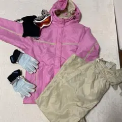 子ども用スキーウェアセット（ピンク・ベージュ）