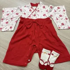 Kissbaby 花柄ロンパース 70-80cm 靴下付き