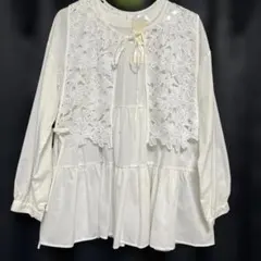 ホワイト レース ティアード　チュニック フリーサイズ