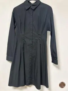 GU シャツワンピース ブラック 長袖　X S