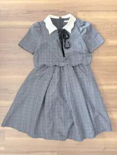 axes femme 襟付きチェックワンピース