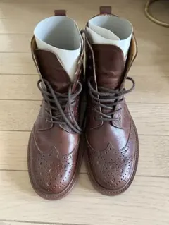 【本日のみ値下】レディースウィングチップ レースアップレザーショートブーツ