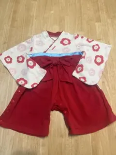 袴ロンパース　ベビー　お食い初め　ひな祭り　女の子　花柄着物スタイル　70cm