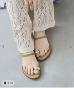 LE TALON トングサンダル キャメル　　サイズLのサムネイル