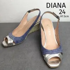 DIANA デニム ジュート巻ウェッジソール ハイヒールサンダル24cm✳︎美品