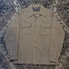 70s PENDLETON ボードシャツ 青タグ シェパードチェック デカ襟