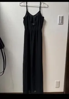 ブラックキャミワンピース ロング　シースルー　ドレス