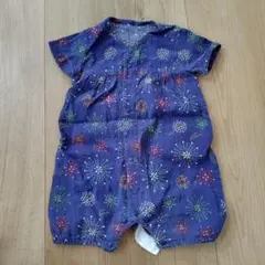花火柄 ネイビー甚平 60-70cm