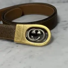 GUCCI レザー バングル ブレスレット レッド ゴールド金具 マーモント 