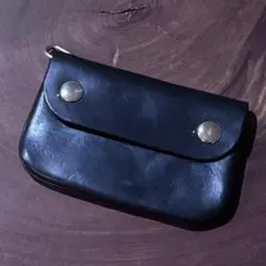 革工房Torry`s Cafe 受注生産 ウォレット 黒 シルバー金具 リング付