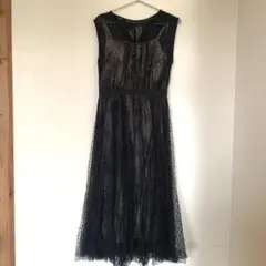 ［radiate the lifedress］ 黒　花柄×ドットレースドレス