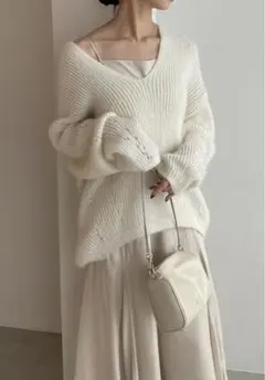 SNIDEL(スナイデル) 深Vニットセットキャミワンピ IVR 00