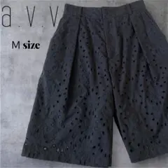 ａ.V.V アーヴェヴェ　ショート　ハーフパンツ　レース　黒　コットン100%のサムネイル