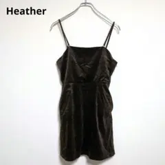 ヘザー【美品】ノースリーブワンピース　チェック　総柄【フリーサイズ】