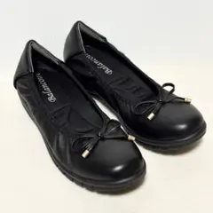 【未使用】ブランコワール パンプス 22.5 リボン 軽量 本革 バレエシューズ