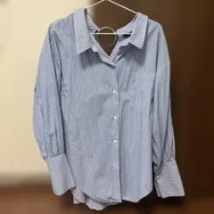 ZARA ストライプ柄 長袖シャツ ブルー