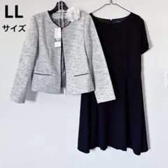 極美品✨セレモニースーツ　LLサイズ　ノーカラー　ワンピース　新品あり　ブラック