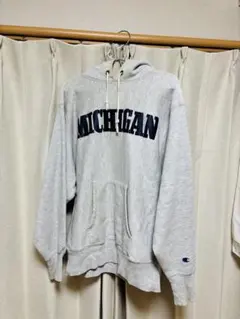 90s Champion MICHIGANスウェットパーカー グレー