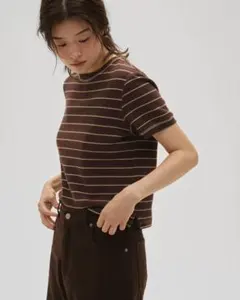 Border Ringer Tee / ブラウンのサムネイル