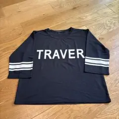 チャオパニック　ブラック　黒TRAVERプリント五分袖Tシャツ