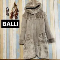 【BALLI 】レッキスラビット100% ファーコート フード付 M ベージュ