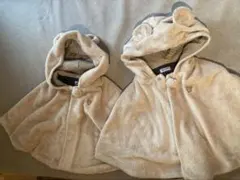 【2枚セット】MIKI HOUSE ベージュポンチョ フード付き
