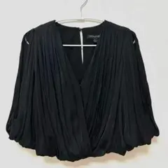 BANANA REPUBLIC 黒 ブラウス S とろみ Vネック 大人きれいめ