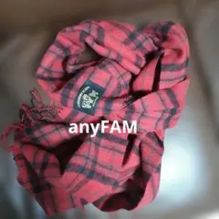 anyFAM カシミヤブレンド赤黒チェック ストール