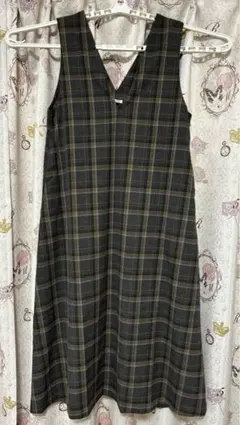 Honeys Vネックジャンスカ グレーチェック