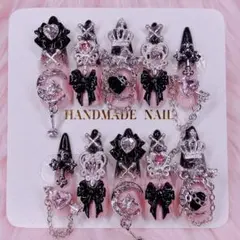 闇堕ち魔法少女♡ ネイルチップ ゴシック 地雷系 × 量産型 ゴテゴテ †❤︎