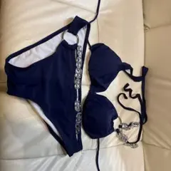 ビジュー付きセパレート水着 ビキニ ホワイト - メルカリ