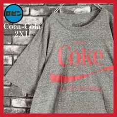 霜降りグレー企業ビッグロゴコカコーラtシャツTシャツオーバーサイズ雰囲気古着半袖