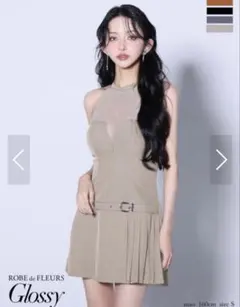 Robe de Fleurs glossyベージュ XSサイズ ドレス