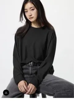 新品　ソフトニット　フリース　クルーネック tシャツ ブラック　XL